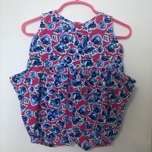 Vintage Floral onesie play dress/ romper 12m